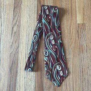 Dior Burgundy and Teal Swirl Tie
